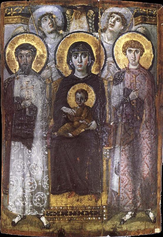 unknow artist The throne Virgin Mary with the child between ST Teodor and ST Goran, Norge oil painting art